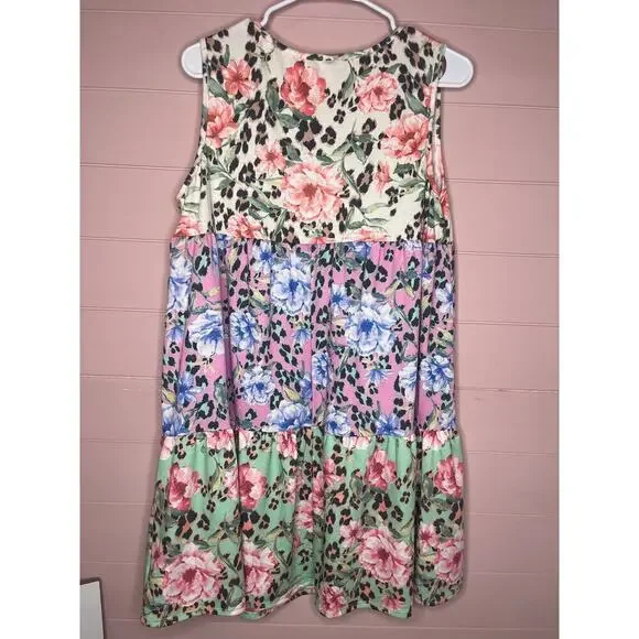 Hesed Floral Leopard Tiered Tank Dress - Picture 4 of 4